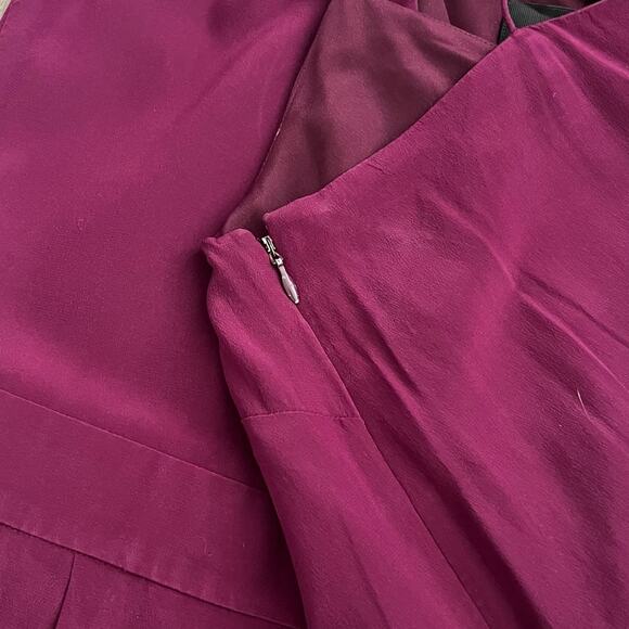 J Crew Silk Jumpsuit 8 Berry Strappy Purple Straight Leg V-Neck High Waist Chic - Picture 8 of 12